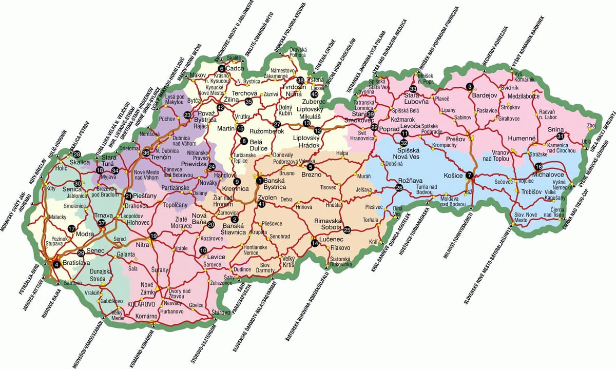 ஸ்லோவாகியா சுற்றுலா இடங்கள் வரைபடம்