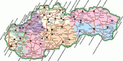 ஸ்லோவாகியா சுற்றுலா இடங்கள் வரைபடம்
